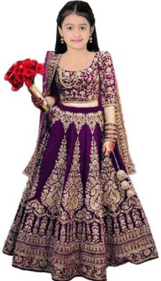 Drimexin Fab Girls Lehenga Choli Ethnic Wear Embroidered Lehenga, Choli and Dupatta Set(Blue, Pack of 1)