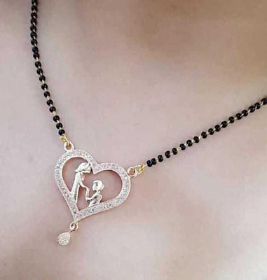 kRivi Heart Couple Studded Diamond Rose Gold-Plated Alloy Mangalsutra