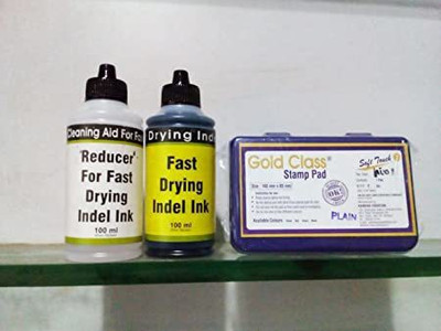 GoldClass 100ml Fast Drying Ink - 1 Set + 1 Pad-043 Stamp Pad Ink(200 ml)