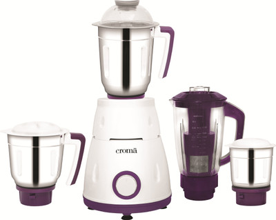 Croma 750W Mixer Grinder with 4 Jars CRAK4185 750 Mixer Grinder (4 Jars, White, Purple)