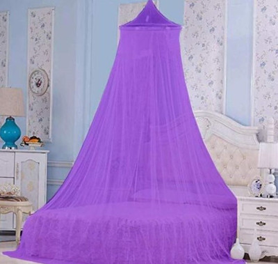 VD Enterprise Polyester Adults Washable Round Double Bed Mosquito Net [Purple] Polyester Mosquito Net(Purple, Ceiling Hung)