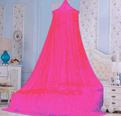 VD Enterprise Polyester Adults Washable Round Double Bed Mosquito Net [Magenta] Polyester Mosquito Net(Magenta, Ceiling Hung)