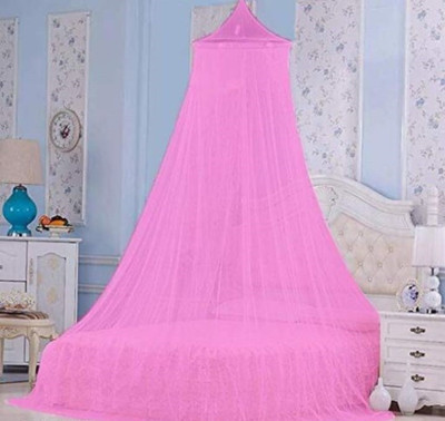 VD Enterprise Polyester Adults Washable Round Double Bed Mosquito Net [Pink] Polyester Mosquito Net(Pink, Ceiling Hung)