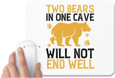 UDNAG White Mousepad 'Bear | Two bears in one cave will not end well 01' for Computer / PC / Laptop [230 x 200 x 5mm] Non Slip Base Mousepad(White)