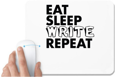 UDNAG White Mousepad 'Write | eat sleep write repeat' for Computer / PC / Laptop [230 x 200 x 5mm] Non Slip Base Mousepad(White)