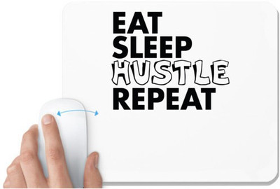 UDNAG White Mousepad 'Hustle | eat sleep hustle repeat 2' for Computer / PC / Laptop [230 x 200 x 5mm] Non Slip Base Mousepad(White)
