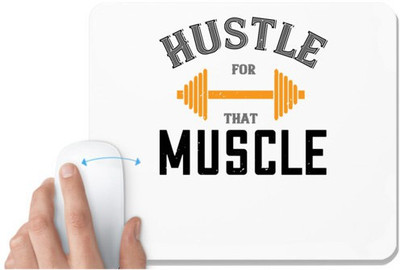 UDNAG White Mousepad 'Gym | hustel for that muscle' for Computer / PC / Laptop [230 x 200 x 5mm] Mousepad(White)