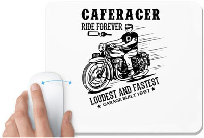 UDNAG White Mousepad 'Rider | Cafe racer' for Computer / PC / Laptop [230 x 200 x 5mm] Mousepad(White)