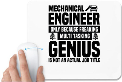 UDNAG White Mousepad 'Genius | Mechanical engineer' for Computer / PC / Laptop [230 x 200 x 5mm] Non Slip Base Mousepad(White)