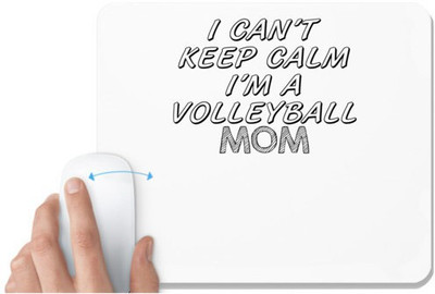 UDNAG White Mousepad 'Vollyball Mom | i can't keep clam i'm a volleyball mom' for Computer / PC / Laptop [230 x 200 x 5mm] Non Slip Base Mousepad(White)