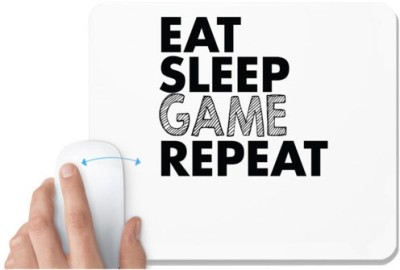 UDNAG White Mousepad 'Game | eat sleep game repeat' for Computer / PC / Laptop [230 x 200 x 5mm] Mousepad(White)