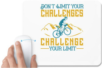 UDNAG White Mousepad 'Cycling | don't limit your challenges, challenge your limit' for Computer / PC / Laptop [230 x 200 x 5mm] Non Slip Base Mousepad(White)