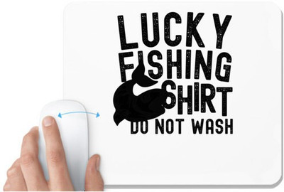 UDNAG White Mousepad 'Fishing | Lucky Fishing' for Computer / PC / Laptop [230 x 200 x 5mm] Non Slip Base Mousepad(White)