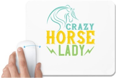 UDNAG White Mousepad 'Horse | crazy horse lady' for Computer / PC / Laptop [230 x 200 x 5mm] Mousepad(White)