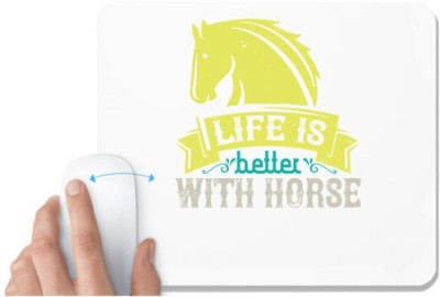 UDNAG White Mousepad 'Horse | life is better with horse' for Computer / PC / Laptop [230 x 200 x 5mm] Mousepad(White)