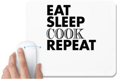 UDNAG White Mousepad 'Cook | eat sleep cook repeat 2' for Computer / PC / Laptop [230 x 200 x 5mm] Mousepad(White)