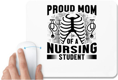UDNAG White Mousepad 'Nurse | Proud mom' for Computer / PC / Laptop [230 x 200 x 5mm] Non Slip Base Mousepad(White)