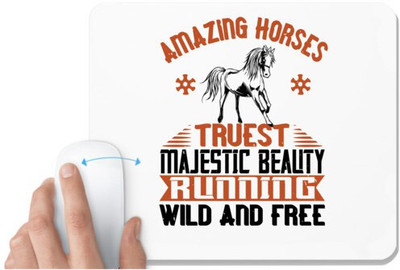 UDNAG White Mousepad 'Horse | Amazing horses Truest Majestic Beauty Running wild and free' for Computer / PC / Laptop [230 x 200 x 5mm] Non Slip Base Mousepad(White)
