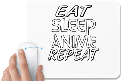 UDNAG White Mousepad 'Anime | eat sleep anime repeat 2' for Computer / PC / Laptop [230 x 200 x 5mm] Non Slip Base Mousepad(White)