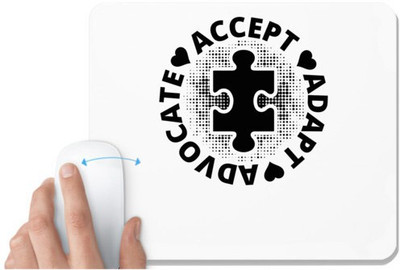 UDNAG White Mousepad 'Accept Advocate Adapt | Accept' for Computer / PC / Laptop [230 x 200 x 5mm] Non Slip Base Mousepad(White)