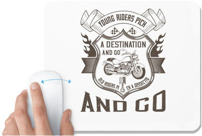 UDNAG White Mousepad 'Rider | young riders pick a destination and go, old riders pick a dissection and go' for Computer / PC / Laptop [230 x 200 x 5mm] Non Slip Base Mousepad(White)