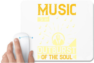 UDNAG White Mousepad 'Music | Music is an outburst of the soul' for Computer / PC / Laptop [230 x 200 x 5mm] Non Slip Base Mousepad(White)