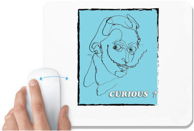 UDNAG White Mousepad '| Curious' for Computer / PC / Laptop [230 x 200 x 5mm] Non Slip Base Mousepad(White)