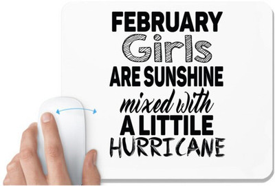 UDNAG White Mousepad 'Girls | february girls are sunshine mixed with' for Computer / PC / Laptop [230 x 200 x 5mm] Non Slip Base Mousepad(White)