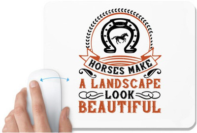 UDNAG White Mousepad 'Horse | Horses make a landscape look beautiful' for Computer / PC / Laptop [230 x 200 x 5mm] Non Slip Base Mousepad(White)