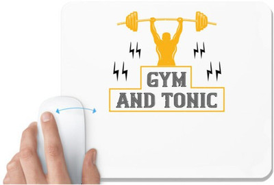 UDNAG White Mousepad 'Gym | gym and tonic' for Computer / PC / Laptop [230 x 200 x 5mm] Non Slip Base Mousepad(White)
