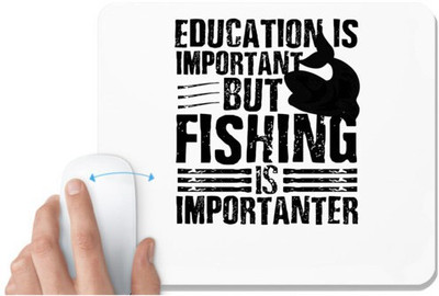 UDNAG White Mousepad 'Fishing | Education' for Computer / PC / Laptop [230 x 200 x 5mm] Non Slip Base Mousepad(White)
