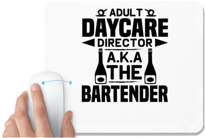 UDNAG White Mousepad 'Bartender | 1 Adult' for Computer / PC / Laptop [230 x 200 x 5mm] Non Slip Base Mousepad(White)