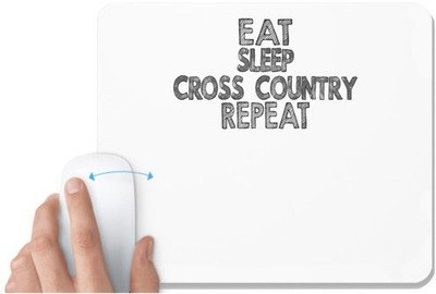 UDNAG White Mousepad 'Cross Country | eat sleep croos country' for Computer / PC / Laptop [230 x 200 x 5mm] Non Slip Base Mousepad(White)