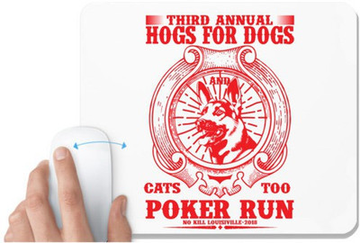 UDNAG White Mousepad 'Dog | THIRD ANNUAL HOGS FORDOGS' for Computer / PC / Laptop [230 x 200 x 5mm] Non Slip Base Mousepad(White)
