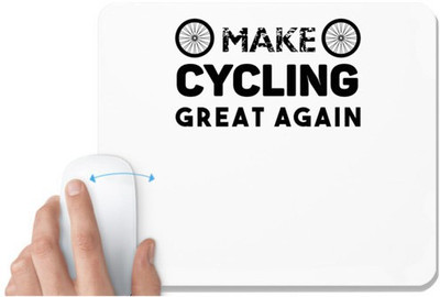 UDNAG White Mousepad 'Cycling | Make Cycling' for Computer / PC / Laptop [230 x 200 x 5mm] Non Slip Base Mousepad(White)