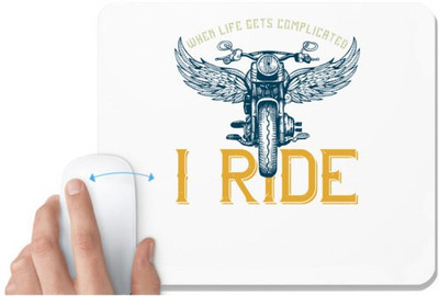 UDNAG White Mousepad 'Rider | when life gets complicated' for Computer / PC / Laptop [230 x 200 x 5mm] Non Slip Base Mousepad(White)
