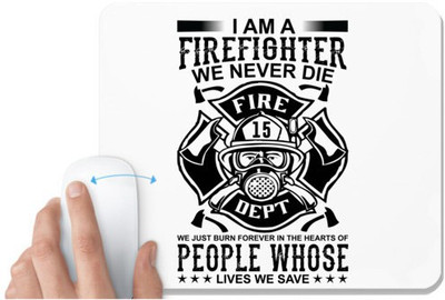 UDNAG White Mousepad 'Firefighter | I am a' for Computer / PC / Laptop [230 x 200 x 5mm] Non Slip Base Mousepad(White)