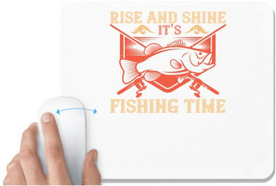 UDNAG White Mousepad 'Fishing | Rise and shine, it’s fishing time' for Computer / PC / Laptop [230 x 200 x 5mm] Non Slip Base Mousepad(White)