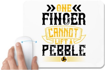 UDNAG White Mousepad 'Pebble | One finger cannot lift a pebble' for Computer / PC / Laptop [230 x 200 x 5mm] Mousepad(White)