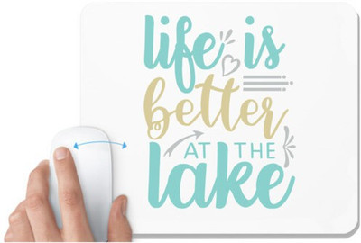 UDNAG White Mousepad 'Lake | life is better at the lake' for Computer / PC / Laptop [230 x 200 x 5mm] Non Slip Base Mousepad(White)