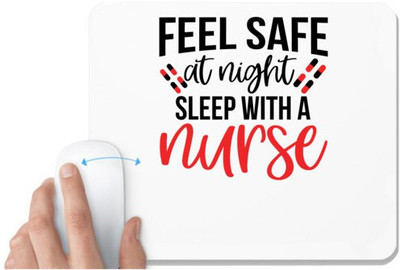 UDNAG White Mousepad 'Nurse | Feel Save' for Computer / PC / Laptop [230 x 200 x 5mm] Non Slip Base Mousepad(White)