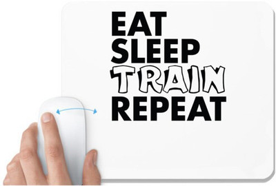 UDNAG White Mousepad 'Train, gym | eat sleep train repeat 2' for Computer / PC / Laptop [230 x 200 x 5mm] Mousepad(White)