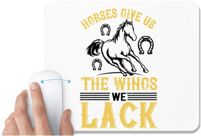 UDNAG White Mousepad 'Horse | horses give us the wings we lack' for Computer / PC / Laptop [230 x 200 x 5mm] Non Slip Base Mousepad(White)