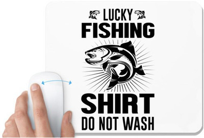 UDNAG White Mousepad 'Fishing | Lucky fishing-1' for Computer / PC / Laptop [230 x 200 x 5mm] Non Slip Base Mousepad(White)