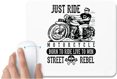 UDNAG White Mousepad 'Rider | Just ride' for Computer / PC / Laptop [230 x 200 x 5mm] Non Slip Base Mousepad(White)