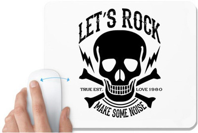 UDNAG White Mousepad 'Death | Let's rock' for Computer / PC / Laptop [230 x 200 x 5mm] Non Slip Base Mousepad(White)