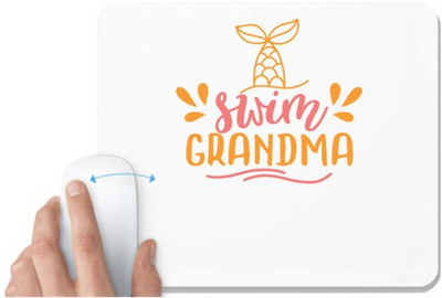 UDNAG White Mousepad 'Grand Mother | swim grandma' for Computer / PC / Laptop [230 x 200 x 5mm] Non Slip Base Mousepad(White)