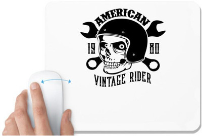 UDNAG White Mousepad 'Vintage Rider | American vintage' for Computer / PC / Laptop [230 x 200 x 5mm] Non Slip Base Mousepad(White)