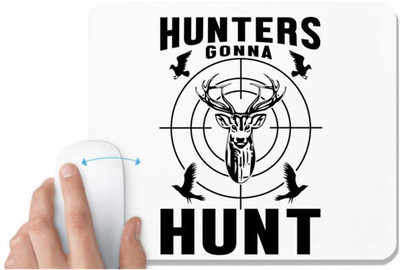 UDNAG White Mousepad 'Hunter | Hunters gonna' for Computer / PC / Laptop [230 x 200 x 5mm] Non Slip Base Mousepad(White)