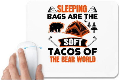 UDNAG White Mousepad 'Winter Bear | Sleeping bags are the soft tacos of the bear world' for Computer / PC / Laptop [230 x 200 x 5mm] Non Slip Base Mousepad(White)